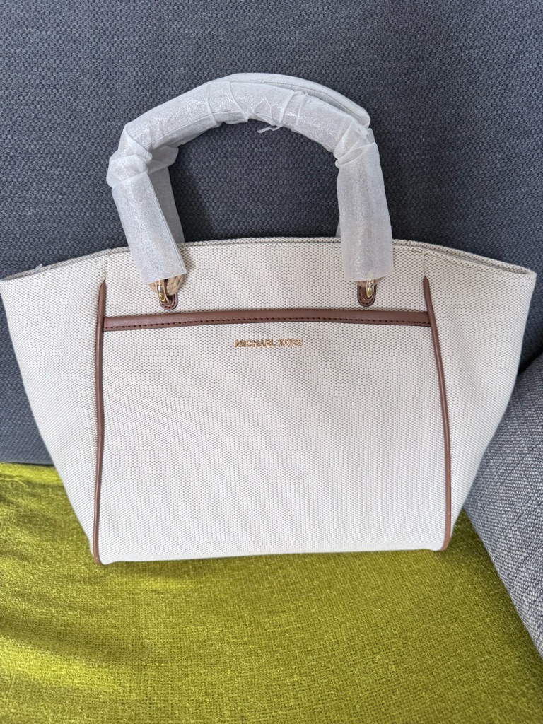 Michael Kors Cream And Brown Interior Tote